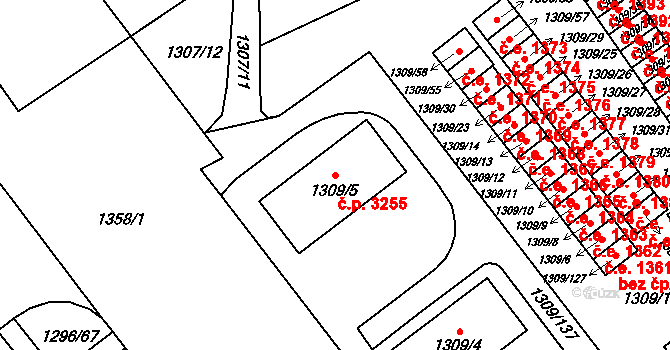 Severní Terasa 3255, Ústí nad Labem na parcele st. 1309/5 v KÚ Bukov, Katastrální mapa
