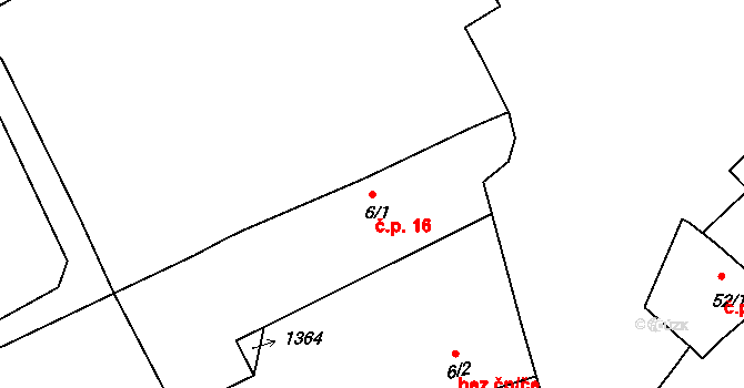 Zeměchy 16, Jimlín na parcele st. 6/1 v KÚ Zeměchy u Loun, Katastrální mapa