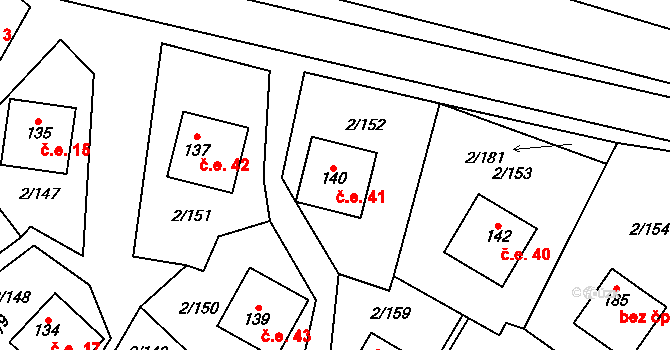 Lhota 41, Mladošovice na parcele st. 140 v KÚ Lhota u Vlachnovic, Katastrální mapa