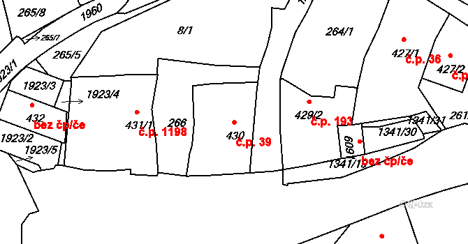 Mladá Boleslav III 39, Mladá Boleslav na parcele st. 430 v KÚ Mladá Boleslav, Katastrální mapa