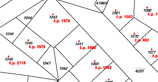 Vinohrady 1980, Praha na parcele st. 1041 v KÚ Vinohrady, Katastrální mapa