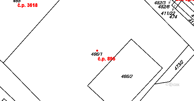 Chomutov 895 na parcele st. 466/1 v KÚ Chomutov I, Katastrální mapa