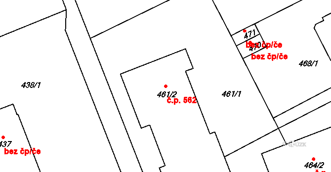 Štětí 562 na parcele st. 461/2 v KÚ Štětí I, Katastrální mapa