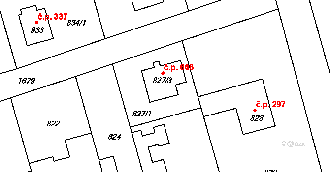 Slivenec 666, Praha na parcele st. 827/3 v KÚ Slivenec, Katastrální mapa