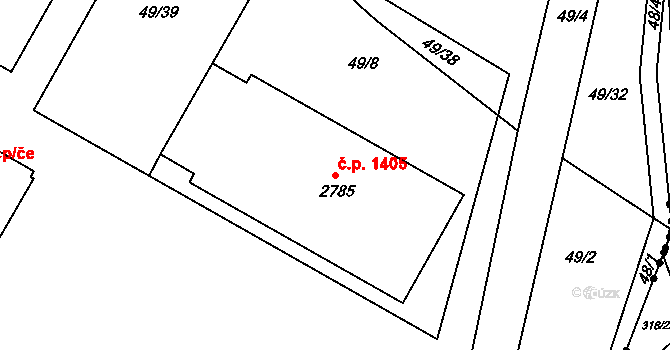 Neratovice 1405 na parcele st. 2785 v KÚ Neratovice, Katastrální mapa