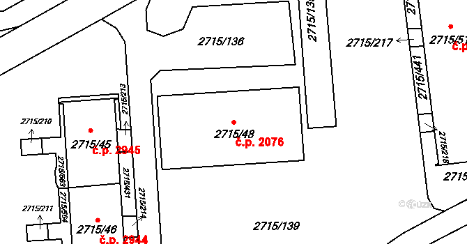 Hranice 2076, Karviná na parcele st. 2715/48 v KÚ Karviná-město, Katastrální mapa