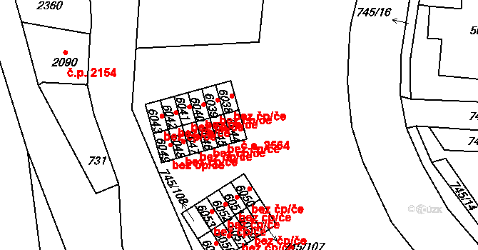 Jablonec nad Nisou 2564 na parcele st. 6044 v KÚ Jablonec nad Nisou, Katastrální mapa