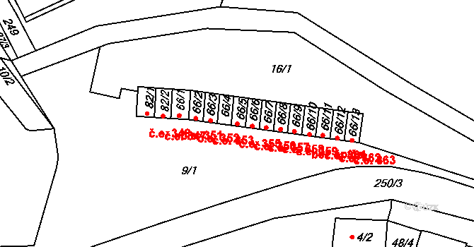Chanov 355, Obrnice na parcele st. 66/5 v KÚ Chanov, Katastrální mapa