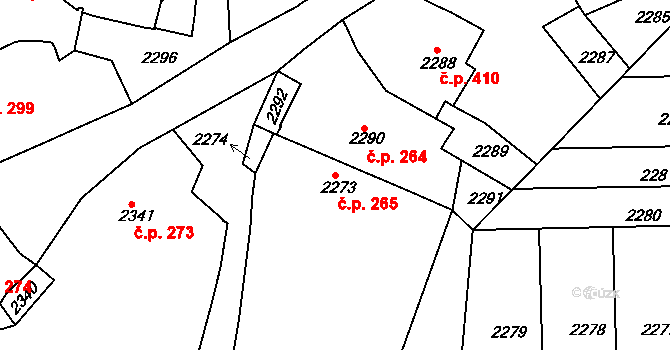 Jemnice 265 na parcele st. 2273 v KÚ Jemnice, Katastrální mapa