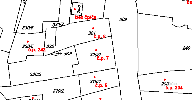 Litoměřice-Město 7, Litoměřice na parcele st. 320/1 v KÚ Litoměřice, Katastrální mapa