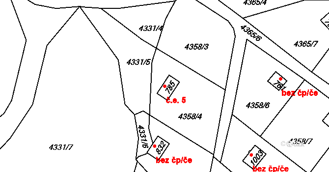 Růžov 5, Ledenice na parcele st. 785 v KÚ Ledenice, Katastrální mapa