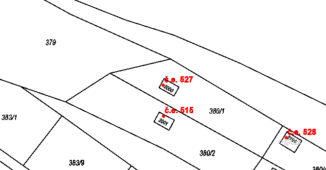 Malenovice 527, Zlín na parcele st. 2000 v KÚ Malenovice u Zlína, Katastrální mapa