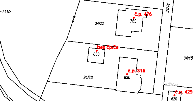 Krupka 42032288 na parcele st. 666 v KÚ Maršov u Krupky, Katastrální mapa