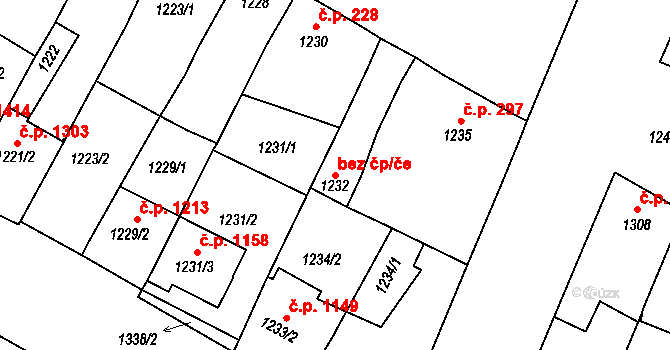 Ratíškovice 43473288 na parcele st. 1232 v KÚ Ratíškovice, Katastrální mapa