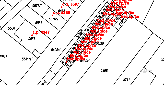 Brno 44590288 na parcele st. 5406/13 v KÚ Židenice, Katastrální mapa
