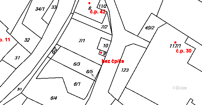 Velké Chvojno 44688288 na parcele st. 9 v KÚ Arnultovice u Lučního Chvojna, Katastrální mapa