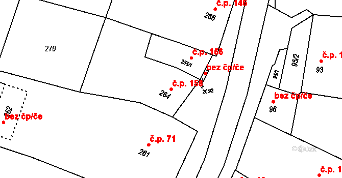 Kobeřice u Brna 158 na parcele st. 264 v KÚ Kobeřice u Brna, Katastrální mapa