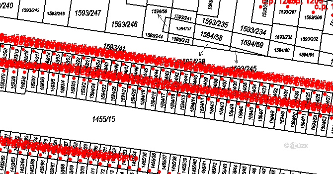 Kosmonosy 45290288 na parcele st. 1594/43 v KÚ Kosmonosy, Katastrální mapa