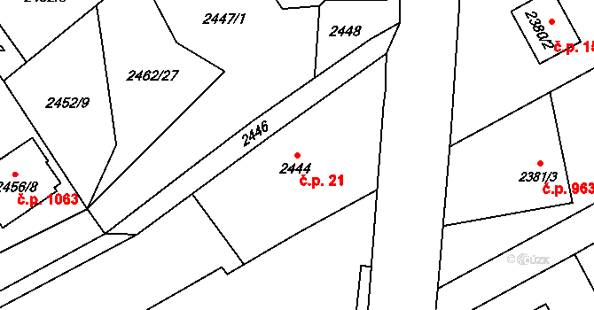 Ludgeřovice 21 na parcele st. 2444 v KÚ Ludgeřovice, Katastrální mapa