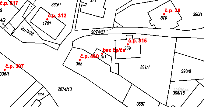 Králíky 45504288 na parcele st. 1151 v KÚ Králíky, Katastrální mapa