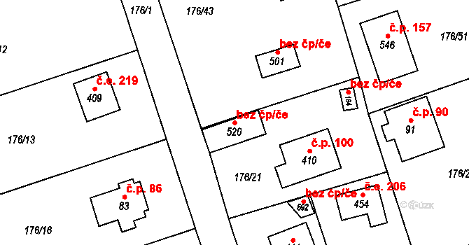 Kamenný Přívoz 50288288 na parcele st. 520 v KÚ Hostěradice, Katastrální mapa