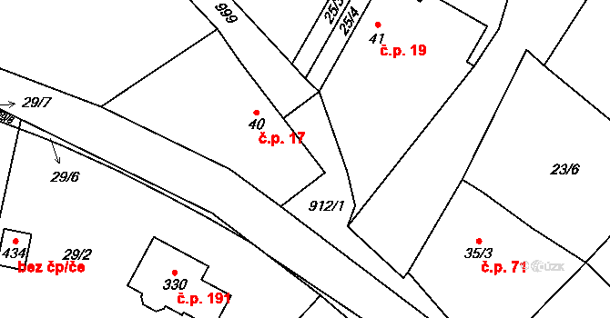 Lukavice 17 na parcele st. 40 v KÚ Lukavice, Katastrální mapa