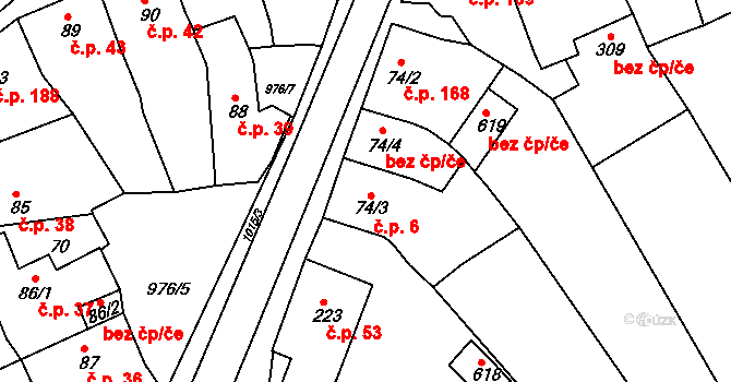 Žebrák 6 na parcele st. 74/3 v KÚ Žebrák, Katastrální mapa