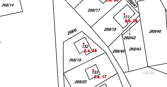 Vranovice 18, Břasy na parcele st. 132 v KÚ Vranovice u Břas, Katastrální mapa