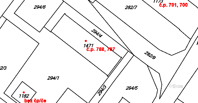 Heřmanův Městec 787,788 na parcele st. 1471 v KÚ Heřmanův Městec, Katastrální mapa