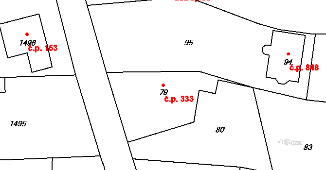 Bludov 333 na parcele st. 79 v KÚ Bludov, Katastrální mapa