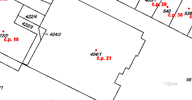 Klimkovice 21 na parcele st. 404/1 v KÚ Klimkovice, Katastrální mapa