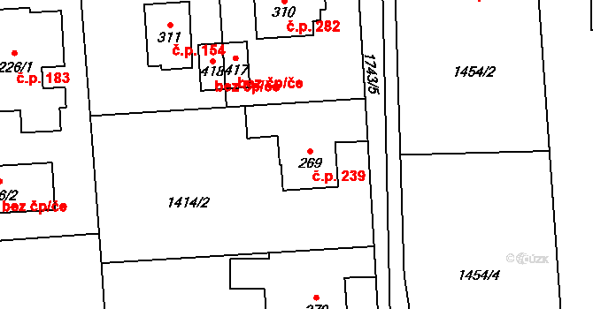 Rybí 239 na parcele st. 269 v KÚ Rybí, Katastrální mapa