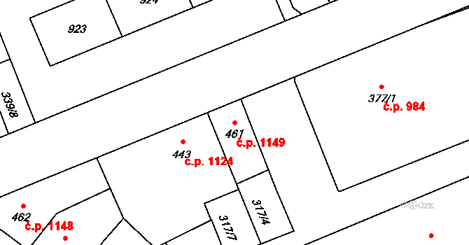 Nový Jičín 1149 na parcele st. 461 v KÚ Nový Jičín-Dolní Předměstí, Katastrální mapa