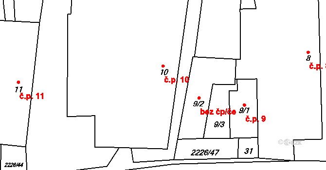 Štítné 10, Žirovnice na parcele st. 10 v KÚ Štítné, Katastrální mapa
