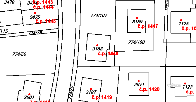 Humpolec 1446 na parcele st. 3188 v KÚ Humpolec, Katastrální mapa