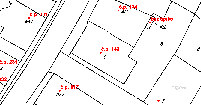 Senec 143, Zruč-Senec na parcele st. 5 v KÚ Senec u Plzně, Katastrální mapa