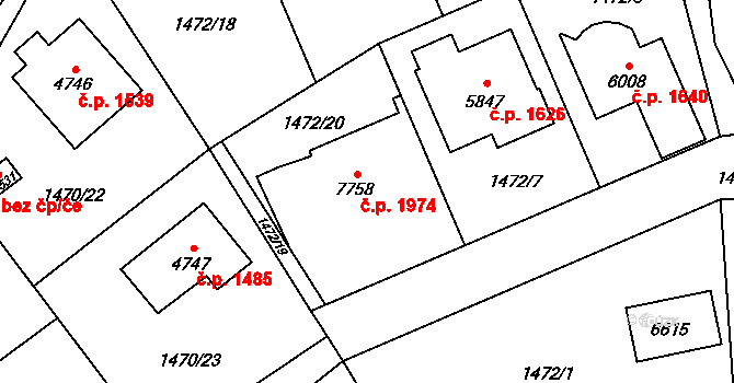 Beroun-Město 1974, Beroun na parcele st. 7758 v KÚ Beroun, Katastrální mapa