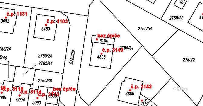 Havlíčkův Brod 3143 na parcele st. 4838 v KÚ Havlíčkův Brod, Katastrální mapa