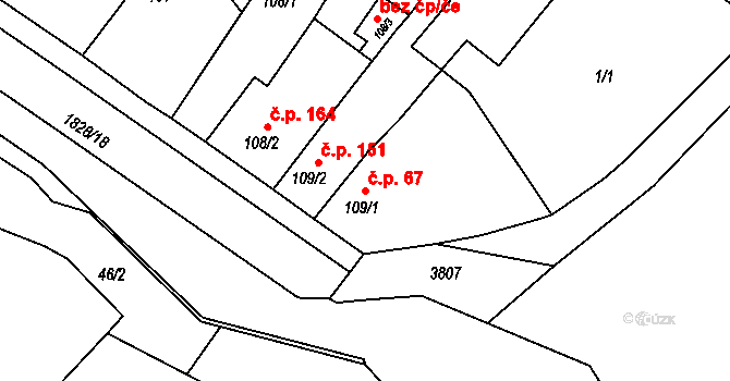 Dobrotice 67, Holešov na parcele st. 109/1 v KÚ Dobrotice, Katastrální mapa