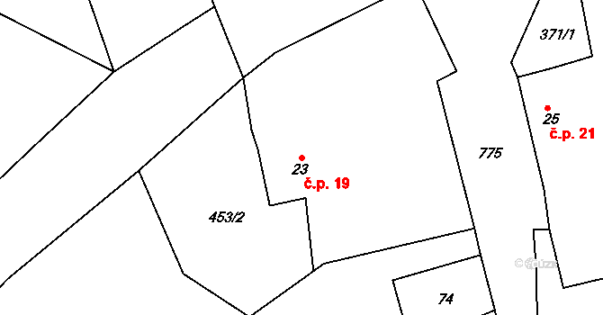 Lány 19, Červené Janovice na parcele st. 23 v KÚ Vilémovice u Červených Janovic, Katastrální mapa