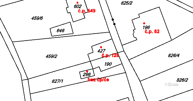 Velký Šenov 126 na parcele st. 427 v KÚ Velký Šenov, Katastrální mapa