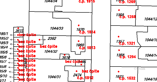 Nymburk 1813 na parcele st. 1969 v KÚ Nymburk, Katastrální mapa