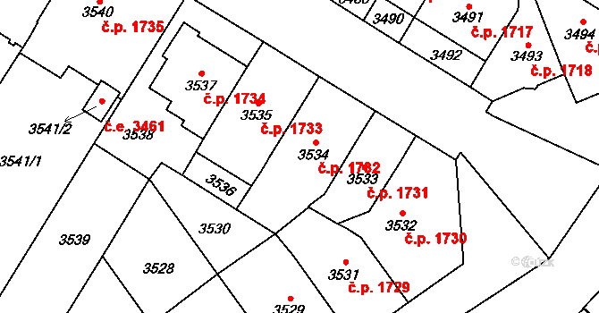 Jihlava 1732 na parcele st. 3534 v KÚ Jihlava, Katastrální mapa