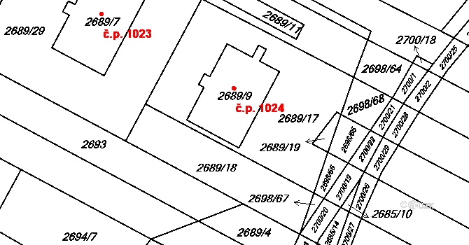 Svatobořice 1024, Svatobořice-Mistřín na parcele st. 2689/9 v KÚ Svatobořice, Katastrální mapa