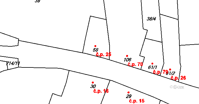 Zdislavice 25, Troubky-Zdislavice na parcele st. 58 v KÚ Zdislavice, Katastrální mapa