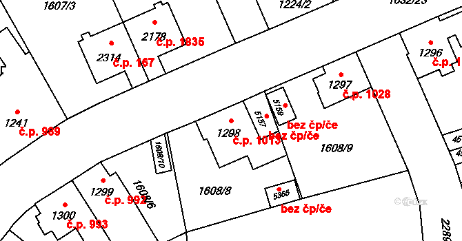 Šumperk 1013 na parcele st. 1298 v KÚ Šumperk, Katastrální mapa