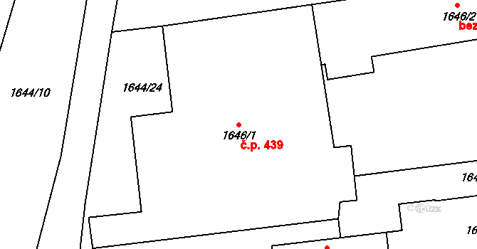 Hrádek nad Nisou 439 na parcele st. 1646/1 v KÚ Hrádek nad Nisou, Katastrální mapa