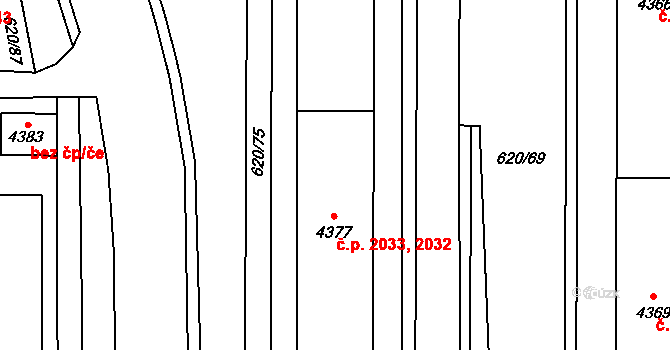 Blansko 2032,2033 na parcele st. 4377 v KÚ Blansko, Katastrální mapa