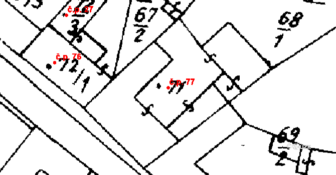 Vraclav 77 na parcele st. 71 v KÚ Vraclav, Katastrální mapa