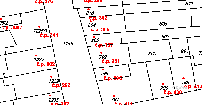 Královo Pole 331, Brno na parcele st. 799 v KÚ Královo Pole, Katastrální mapa